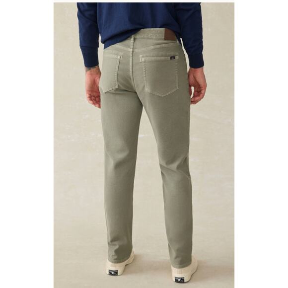 Faherty Stretch Terry 5-Pocket Pant in Faded Olive Green Size 38 - Picture 2 of 7